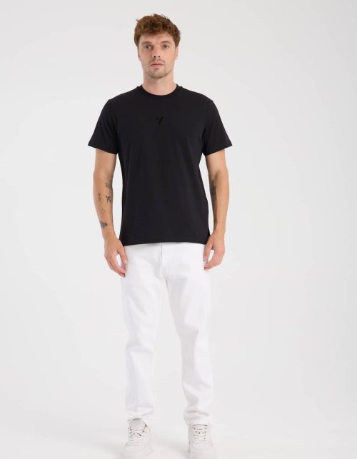 Erkek Bisiklet Yaka Basic Siyah Pamuklu Tişört – Regular Fit