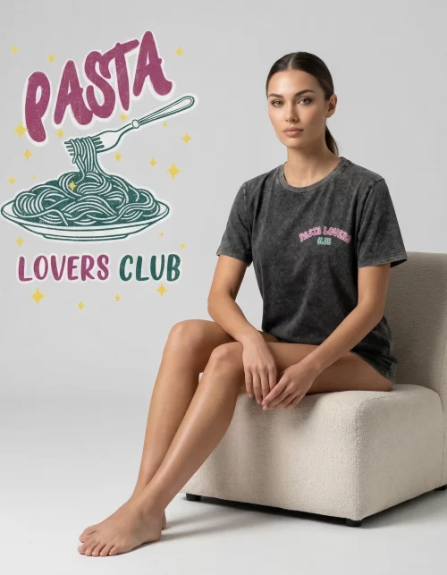Kadın Pasta Baskılı Oversize Tişört %100 Pamuk Süprem Yıkamalı Arka Baskılı Kadın T-Shirt